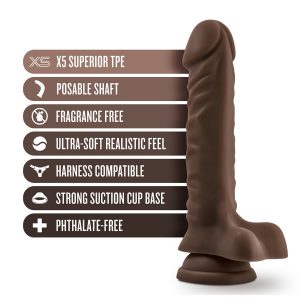 Dr Skin Posable dildo plus 9 with balls chocholate