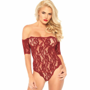 Bodi z razporkom rose lace LAv (89234) rdeč