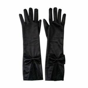 Rokavice iz satena s čipko črne
