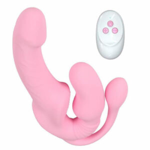 Trojni strap on vibrator z daljincem