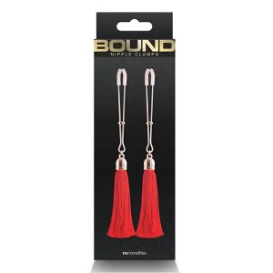 Lolita-erotic-shop-Bound-Nipple-clamps-T1-red-3 Sponke za bradavice T1 rdeč obesek