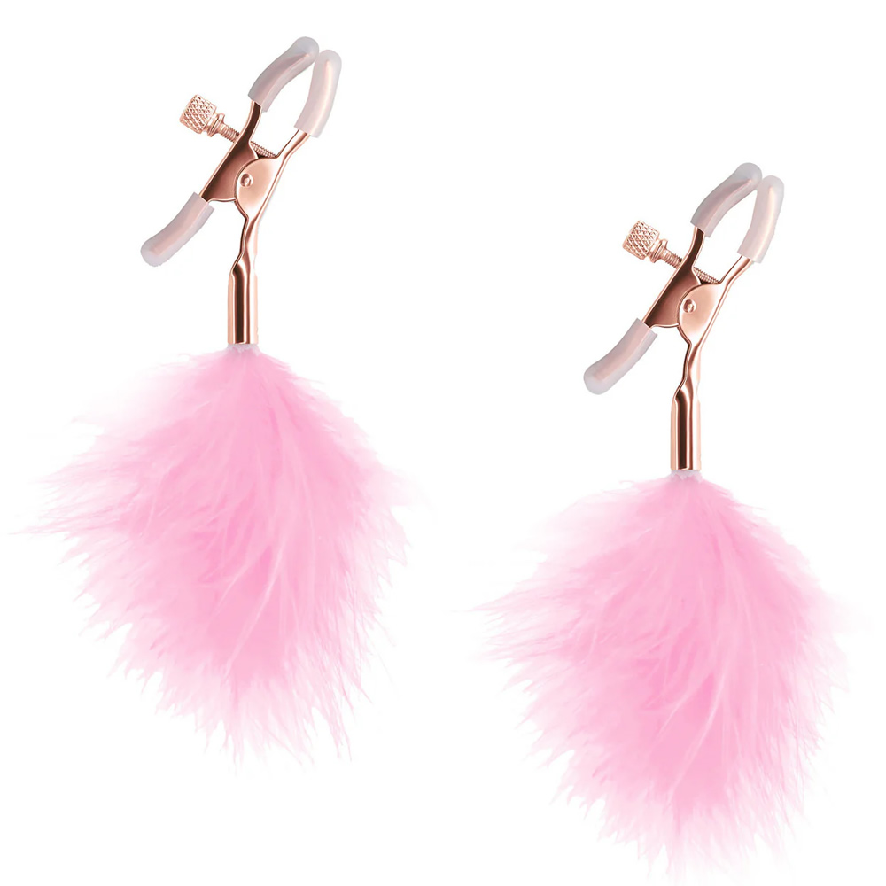 Lolita-erotic-shop-Bound-Nipple-clamps-roza--perjem-F1-1 Sponke za bradavice F1 Bound roza perje