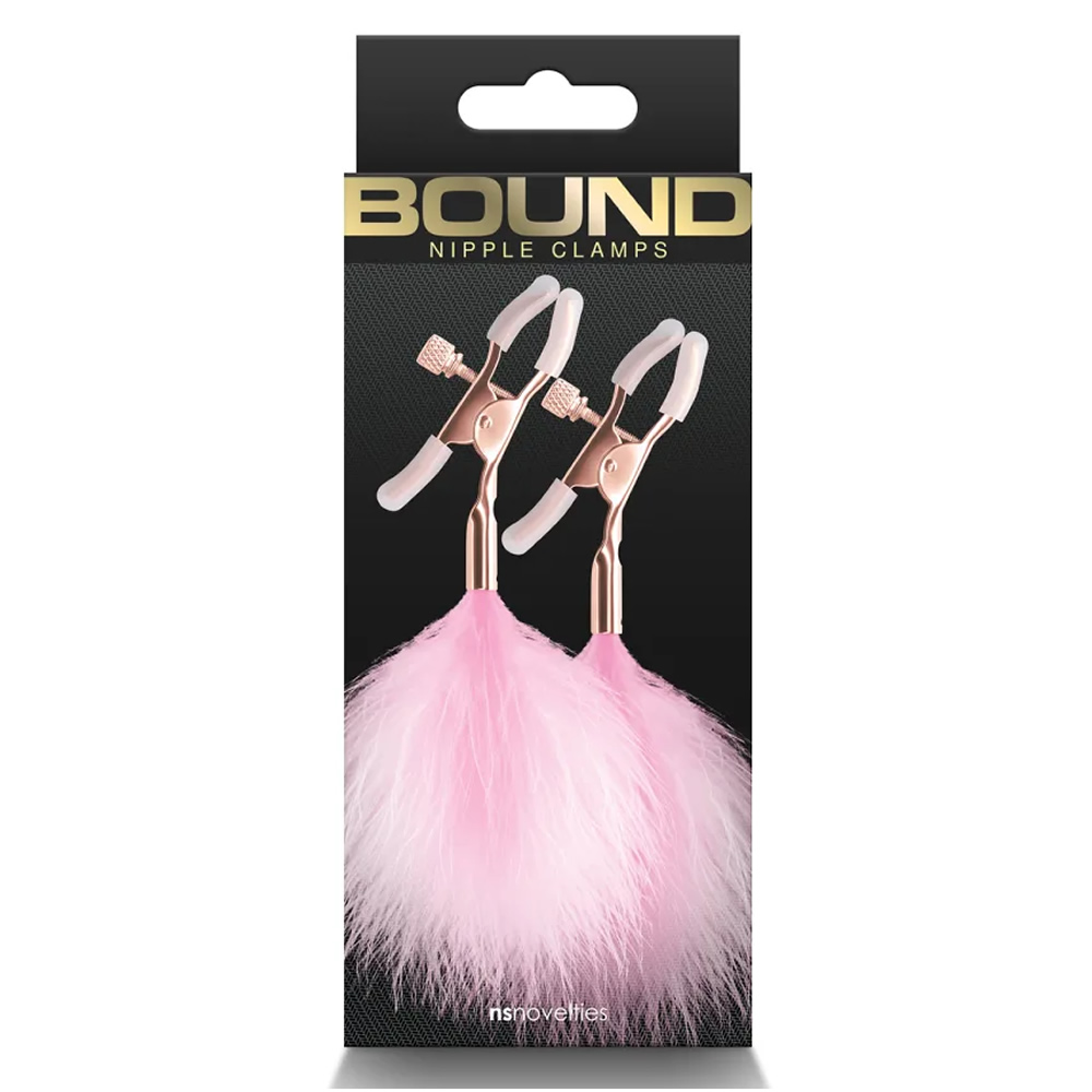 Lolita-erotic-shop-Bound-Nipple-clamps-roza--perjem-F1-3 Sponke za bradavice F1 Bound roza perje