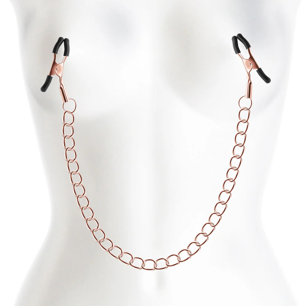 Lolita-erotic-shop-Bound-Nipple-clamps-with-chain-DC2-rose-gold-2 Sponke za bradavice z verižico DC2 rose gold