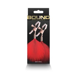 Lolita-erotic-shop-Bound-Nipple-clamps-z-rdecim-perjem-F1-2 Sponke za bradavice F1 Bound rdeče perje