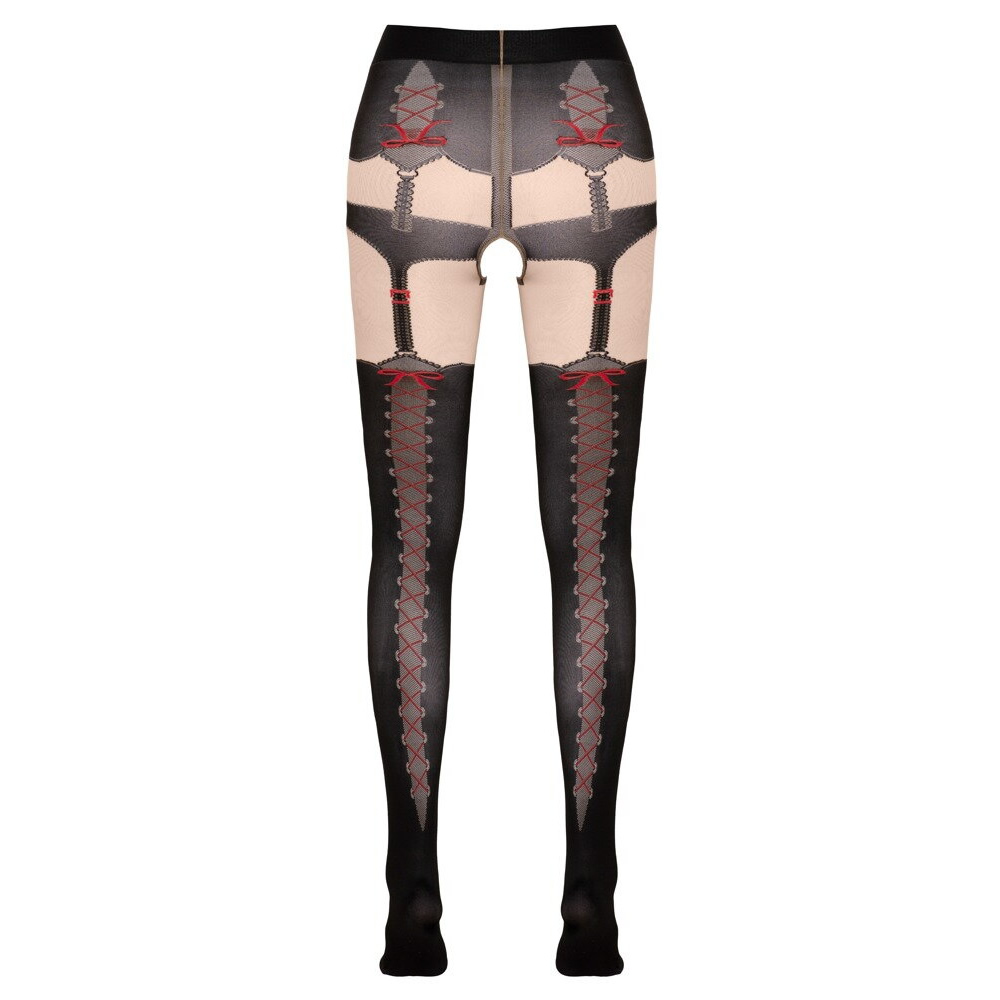 Nogavice-z-razporkom-Cottelli-legwear-2510340-4 Nogavice z razporkom rdeče-črne Cottelli Legwear